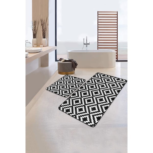 Бели/черни килими за баня в комплект 2 бр. 60x100 cm – Mila Home-image-1