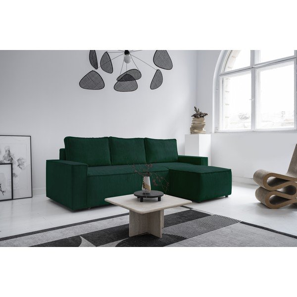 Тъмнозелен разтегателен ъглов диван от рипсено кадифе (променлив) Brave Dave – Miuform-image-3