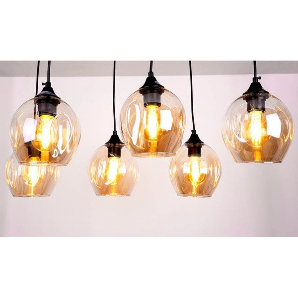 Черна висяща лампа със стъклен абажур 33x67 cm Aspa - Candellux Lighting-image-1