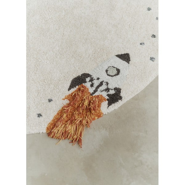 Кремаво ръчно изработено памучно детско килимче за игра подходящо за пране ø140 cm Interstellar Journey – Lorena Canals-image-4