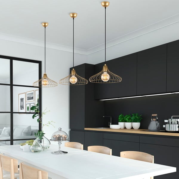 Висящо осветително тяло  в златист цвят с метален абажур ø 36 cm Depay – Opviq lights-image-2