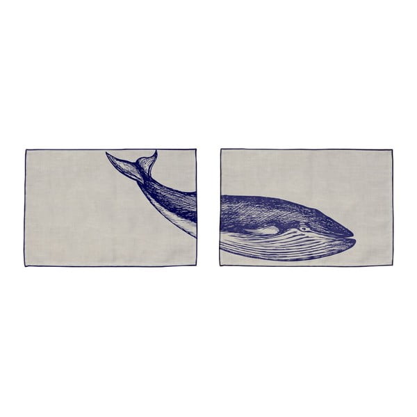 Комплект от 2 подложки Син кит, 45 x 30 cm - Madre Selva