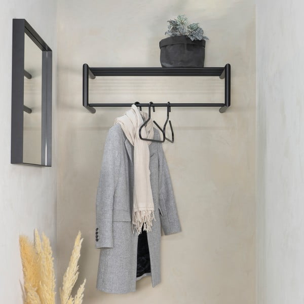 Черна метална стенна закачалка с рафт 80 cm Smooth – Spinder Design-image-1