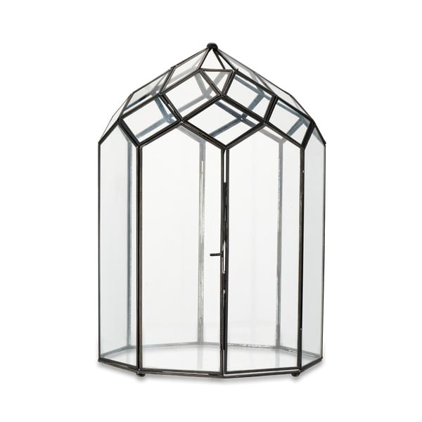 Метално-стъклен фенер с черна конструкция , височина 45 cm Zarika - Nkuku