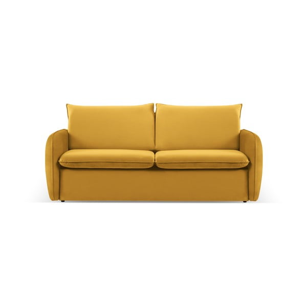Кадифен разтегателен диван в цвят горчица 194 см Vienna - Cosmopolitan Design
