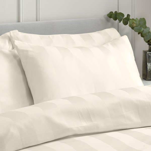Кремаво двойно  сатенено спално бельо 200x200 cm So Soft Satin Stripe – Catherine Lansfield-image-2