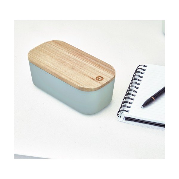 Сива кутия за съхранение с капак, изработена от дърво от пауловния , 9 x 18,3 cm Eco - iDesign-image-1