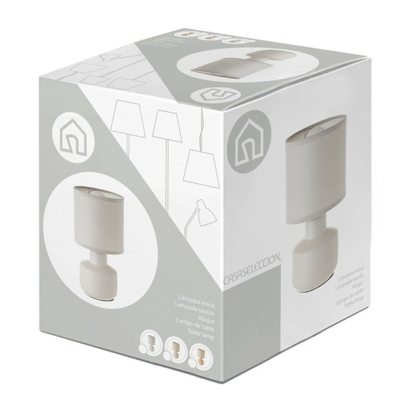 Бежова керамична настолна лампа с текстилен абажур (височина 22 cm) - Casa Selección-image-4