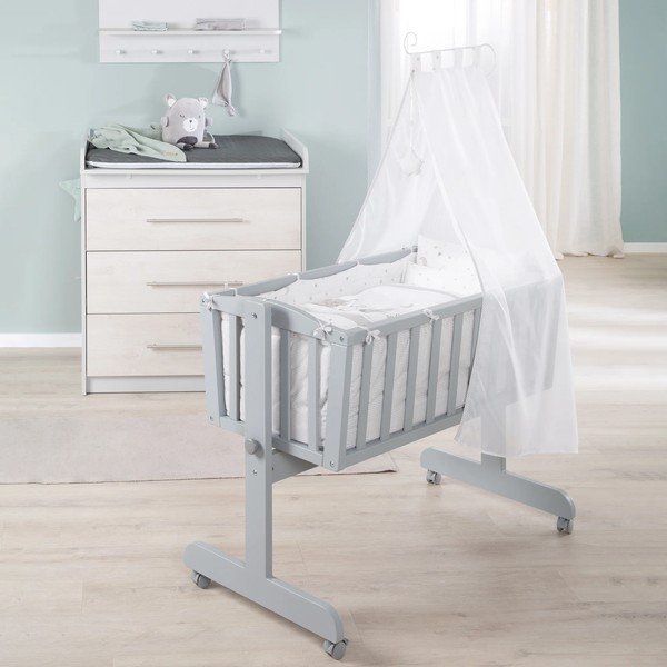 Сива люлка на колела с балдахин 40x90 cm Strenenzauber - Roba-image-1