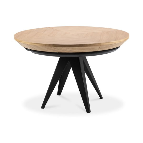 Кръгла сгъваема трапезна маса с допълнителна плоча с дъбов плот ø 120 cm Magnus – Windsor & Co Sofas