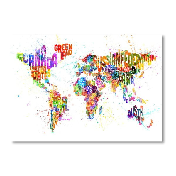 Plakát s pestrobarevnou mapou světa Americanflat Multi, 60 x 42 cm