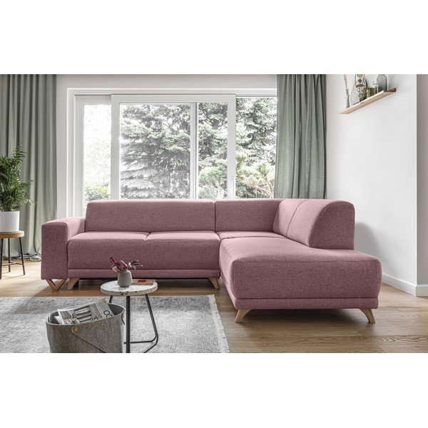 Розов разтегателен/с място за съхранение ъглов диван (десен ъгъл/L форма) Classy Sophie – Miuform-image-1