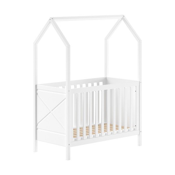 Бяло детско креватче 60x120 cm от масивен бор с регулируема височина Scott – Vipack