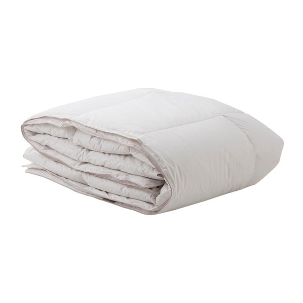 Бяло памучно одеяло с пълнеж от гъши пух , 155 x 215 cm - Bella Maison