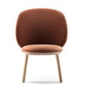 Кресло от оранжево кадифе в цвят теракота със структура от ясенова дървесина и кожени детайли Naïve - EMKO