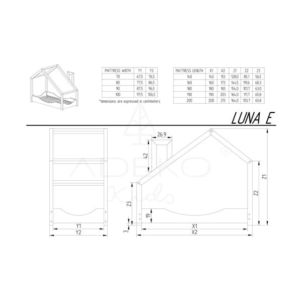Легло тип къща от борова дървесина lma, 90 x 200 cm Luna E - Adeko-image-3