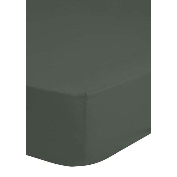 Тъмнозелен чаршаф от еластичен памучен сатен , 90 x 200 cm - HIP-image-1