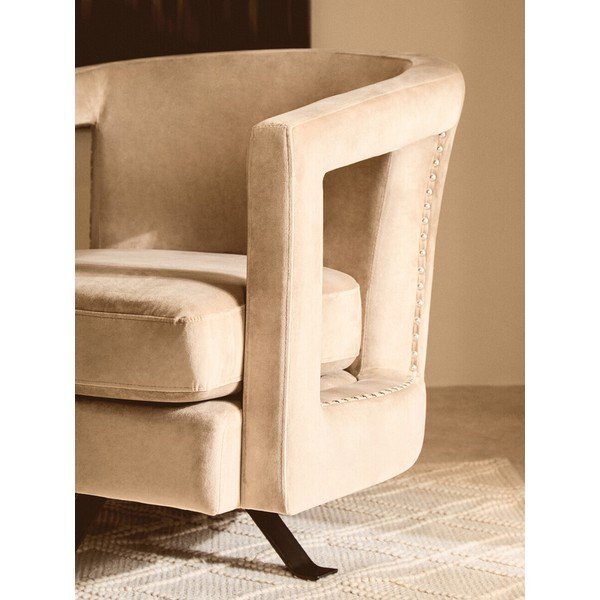 Светлокафяво въртящо се кадифено кресло Hestia – Premier Housewares-image-1