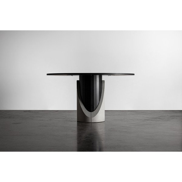 Кръгла маса за хранене с дъбов плот 140x140 cm Sharp - Lyon Béton-image-3