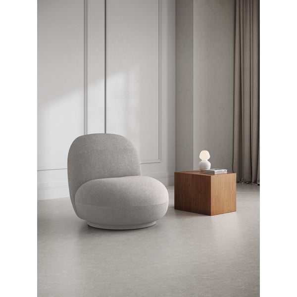 Светлосиво кресло от плат букле Chuck – Micadoni Home-image-1