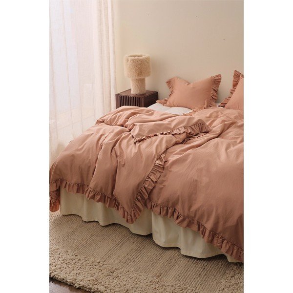 Сиво-розово единично  спално бельо от памучен сатен 150x210 cm Gloria – Ellos Home-image-1