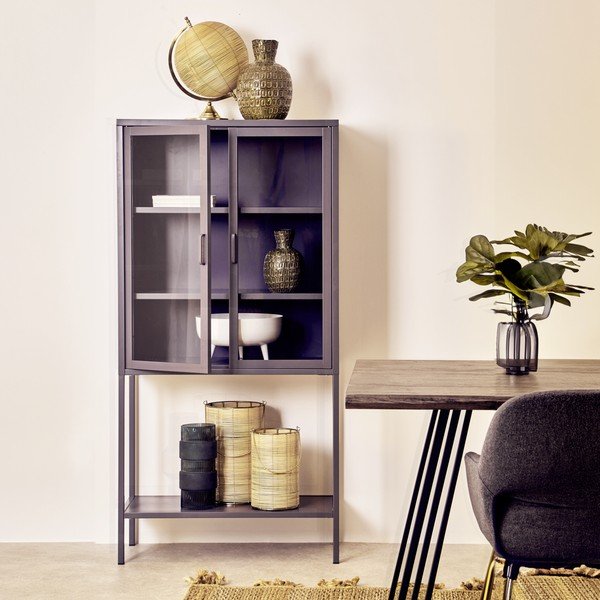 Сива стоманена витрина 75x150x35 cm Acier – Premier Housewares-image-1