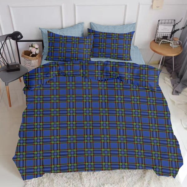 Синьо памучно спално бельо за двойно легло с чаршаф Messorho, 200 x 220 cm - COSAS