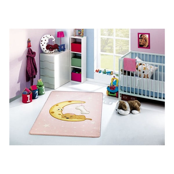 Dětský růžový koberec Moon, 100 x 160 cm
