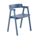 Син трапезен стол с подлакътници от масивен дъб Flip – Gazzda