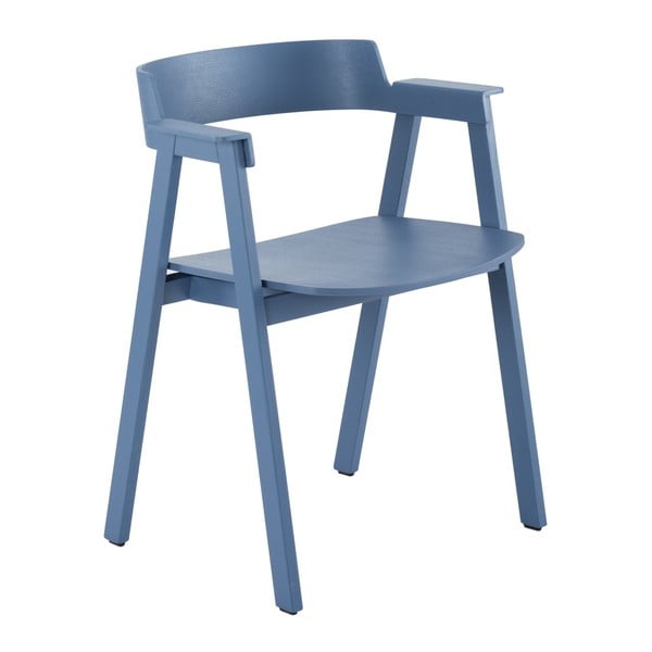 Син трапезен стол с подлакътници от масивен дъб Flip – Gazzda