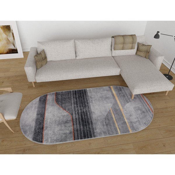Сив миещ се килим 120x180 cm Oval - Vitaus-image-1
