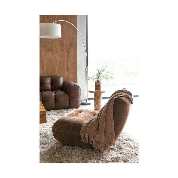 Кафяво кадифено кресло Wyatt – Dutchbone-image-1