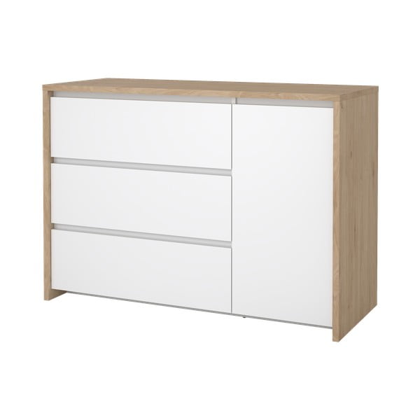 Скрин от дъбов декор в бял и естествен цвят 119x84x48 cm Next – Tvilum-image-4