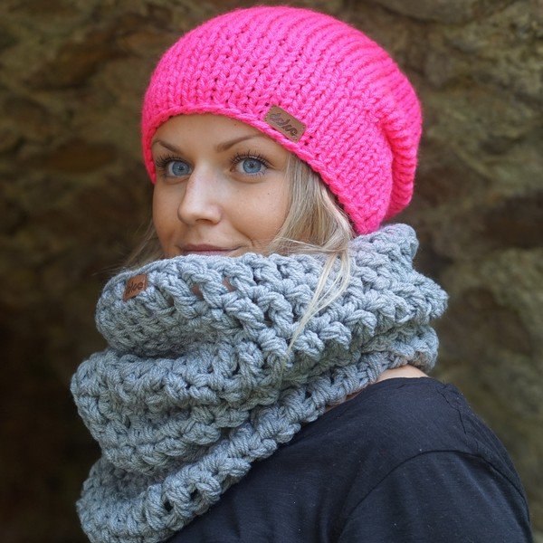 Ръчно плетена шапка Pink Beanie - DOKE-image-1