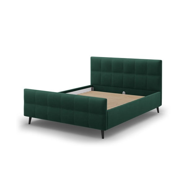 Зелено тапицирано двойно легло с решетка 180x200 cm Gigi - Micadoni Home