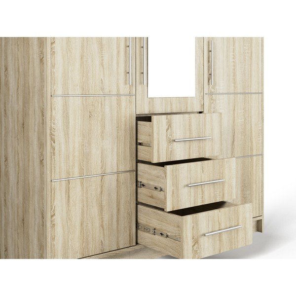 Гардероб в дъбов декор с огледало 147x200 cm Derry - Cosmopolitan Design-image-4