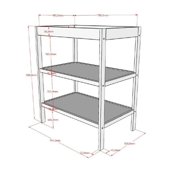 Кафява маса за повиване от масивен бук Dino – Vipack-image-2