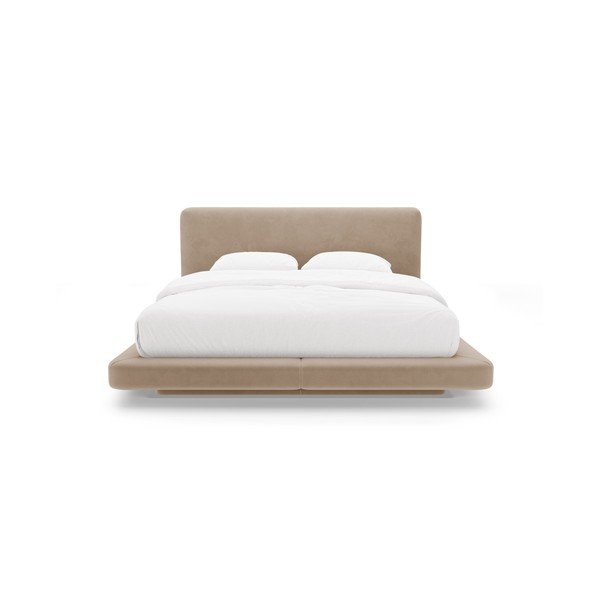 Светлокафяво тапицирано двойно легло 180x200 cm Linea – Micadoni -image-3
