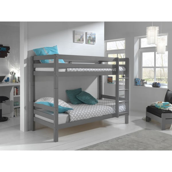 Сиво детско легло 90x200 cm двуетажно PINO – Vipack-image-1