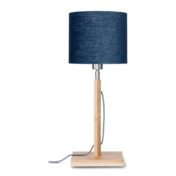 Настолна лампа със син абажур и конструкция от бамбук Fuji - Good&Mojo