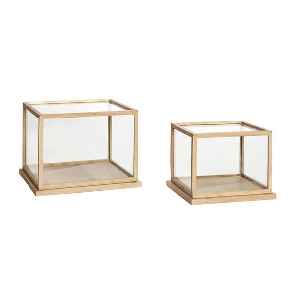 Комплект от 2 декоративни кутии за съхранение с дъбова дървена конструкция Oak Display Low - Hübsch