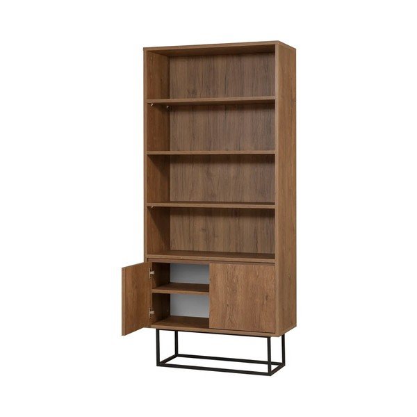 Библиотека от декор от орех в естествен цвят 80x182 cm Rodez – Kalune Design-image-2