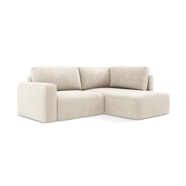 Кремав шенилов сгъваем/с място за съхранение ъглов диван (десен ъгъл/L форма) Kona – Makamii-image-2