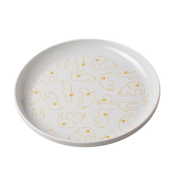 Детска сива чиния с жълти детайли Yummy, Ø 20,5 cm - Done by Deer
