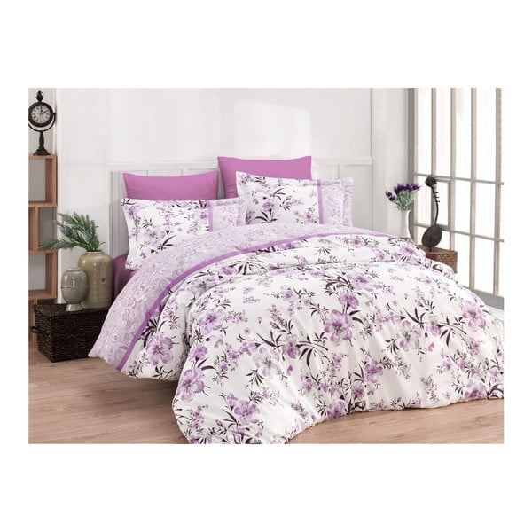 Комплект чаршафи за единично легло от памук Deluxe Satin Violeta, 160 x 220 cm - Mijolnir