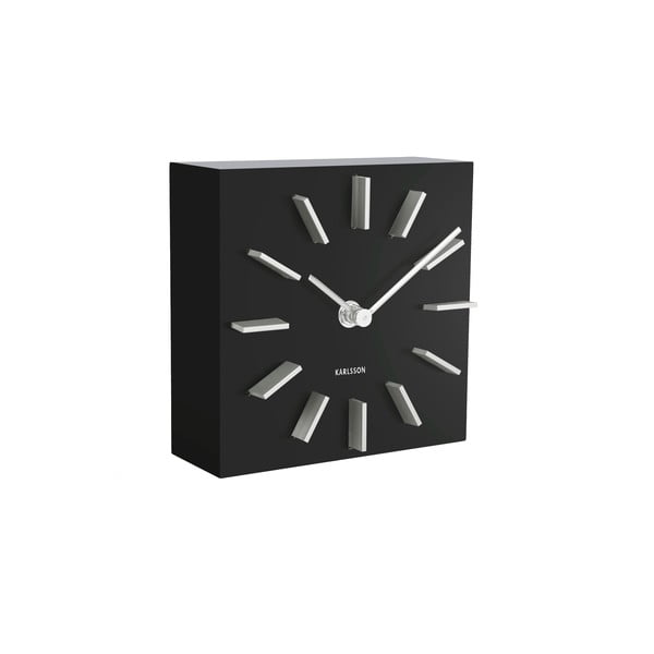 Дискретен черен часовник за маса, 15 x 15 cm - Karlsson