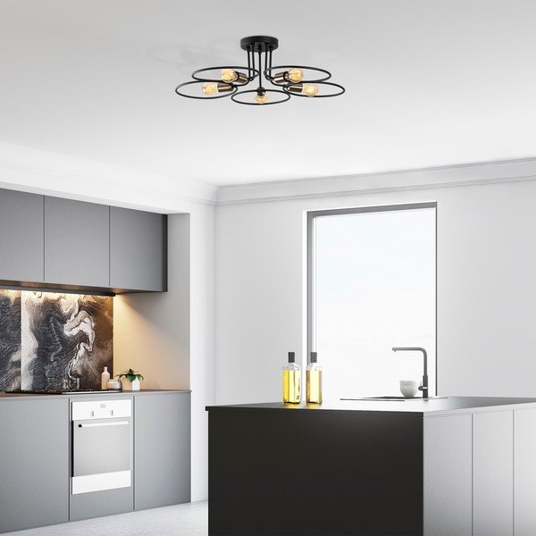 Черно осветително тяло за таван Circle – Opviq lights-image-1