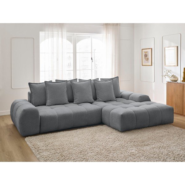 Тъмносив шенилов сгъваем/с място за съхранение ъглов диван (десен ъгъл) Everest – Bobochic Paris-image-1