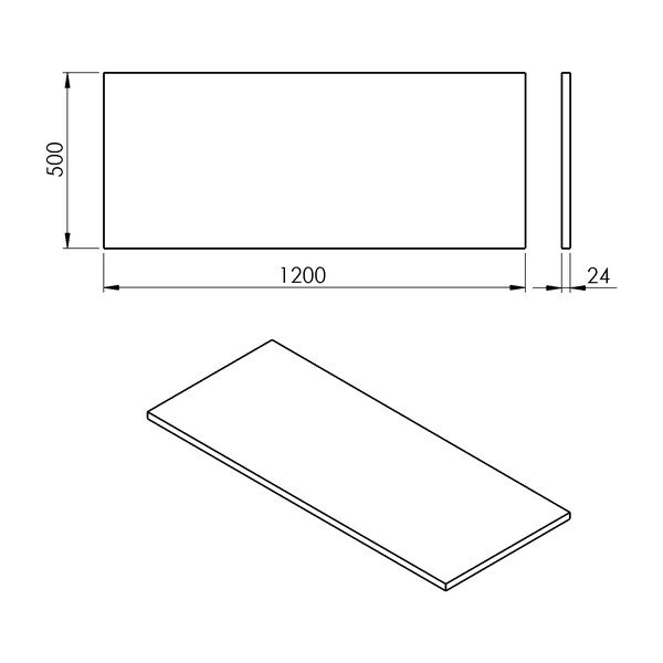 Бяла плоча за под мивка 120x50 cm Plato – Sapho-image-2