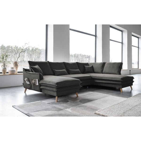 Тъмносив разтегателен ъглов диван (десен ъгъл/"U" форма) Charming Charlie – Miuform-image-3